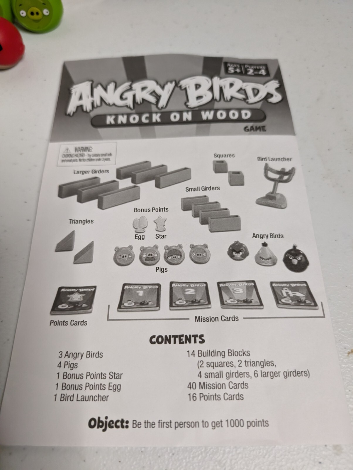 Angry Birds Knock On Wood Game Mattel 2010 Not Complete READ Description