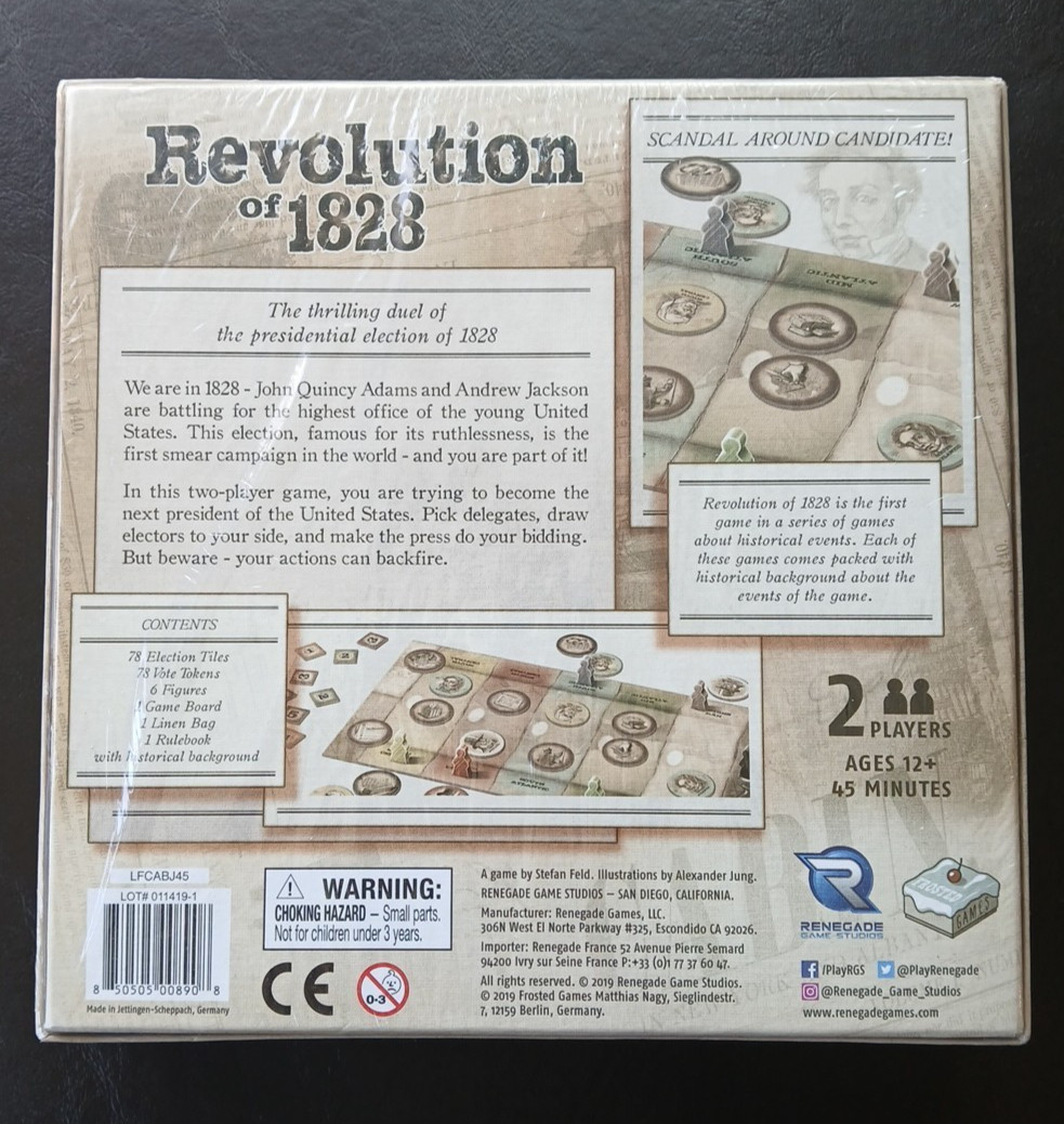 Revolution of 1828 Board Game – New Sealed – Stefan Feld – Renegade Studios