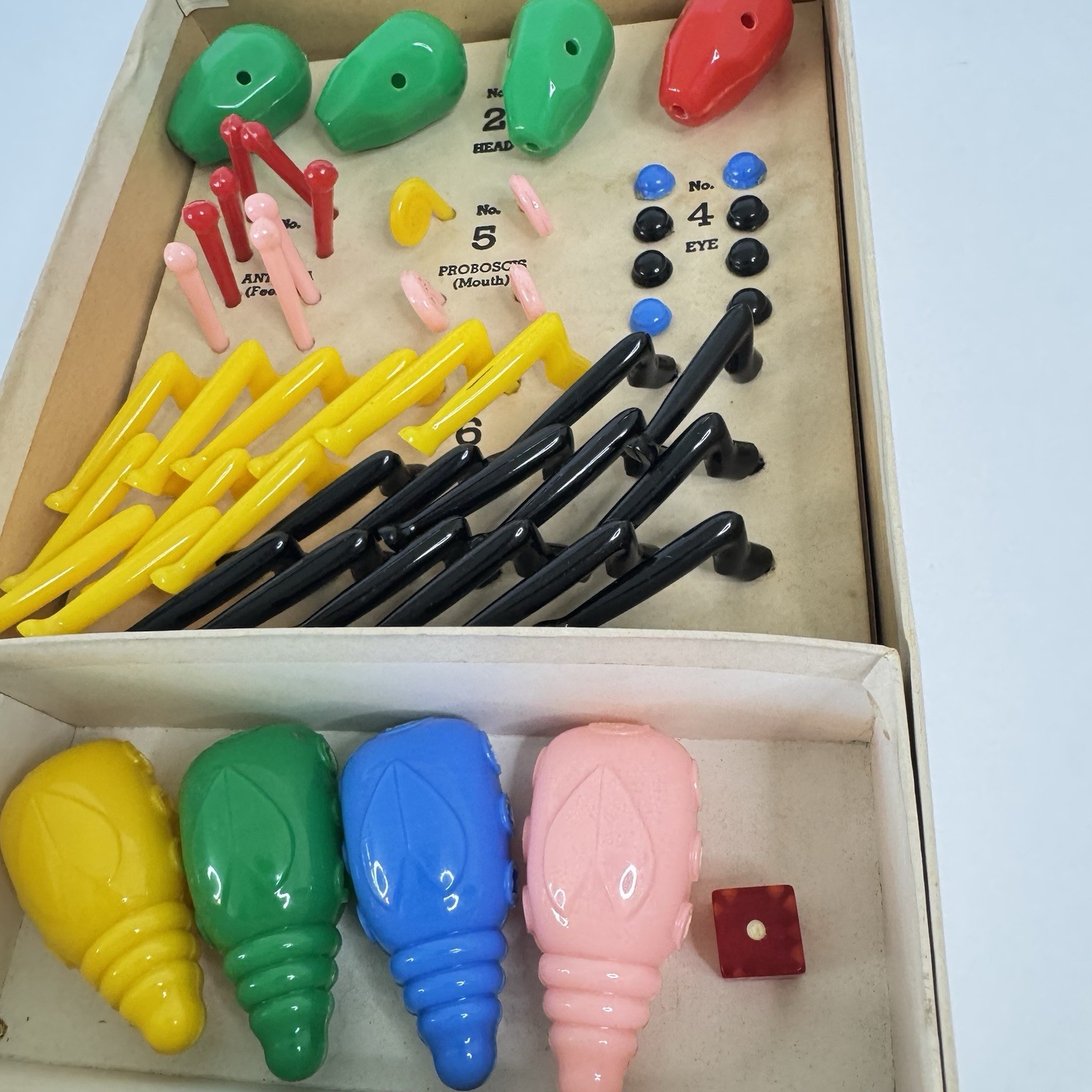 Vintage Bug Game: “Cootie” 1949 Original Box W.H. Schaper MFG. Complete.