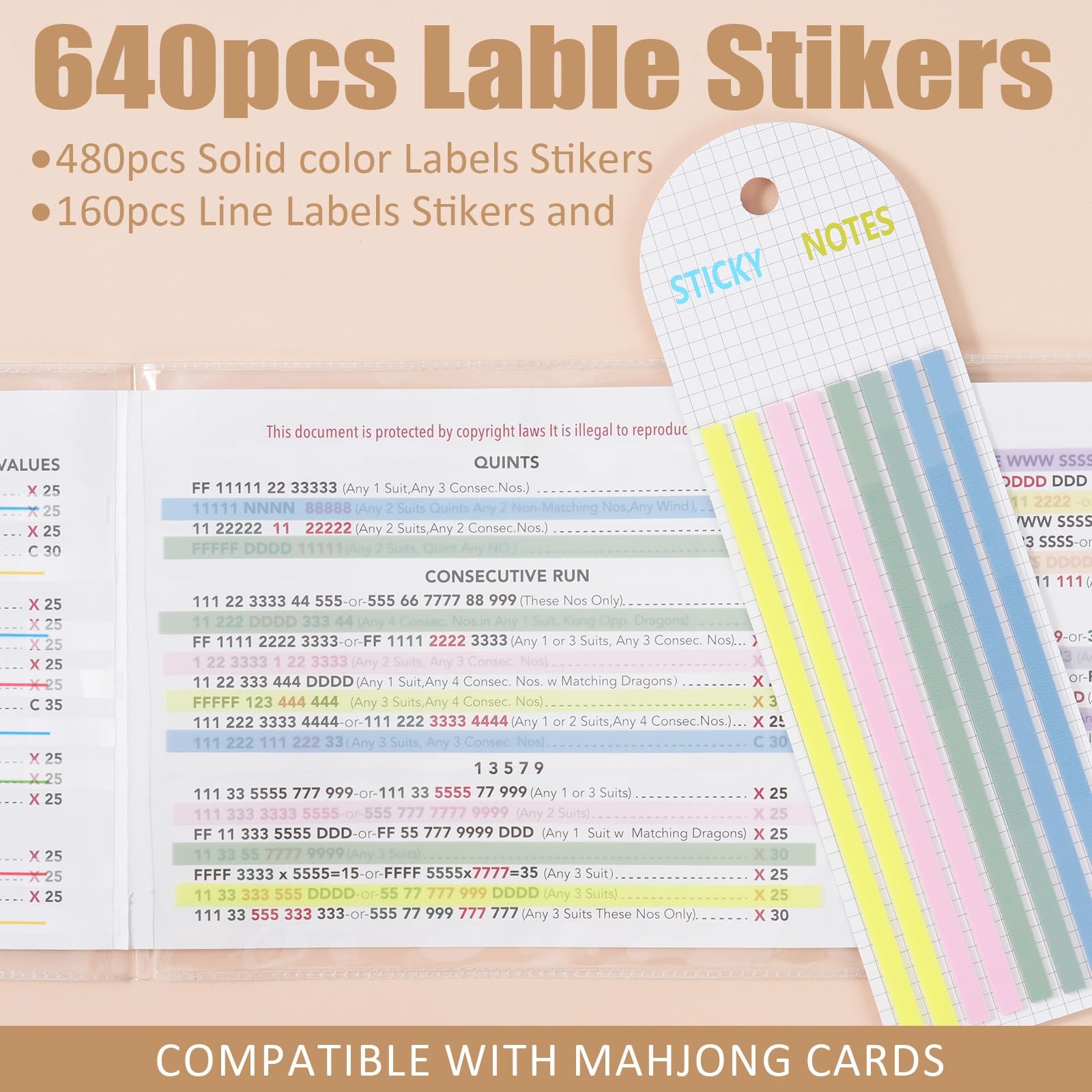 640 pcs Mahjong Card Line Finder Highlighter Tape, Mahjong Line Highlighter S…