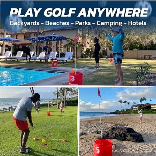 Bucketgolf 6-Hole Backyard Golf Game with 4 Clubs for All Ages