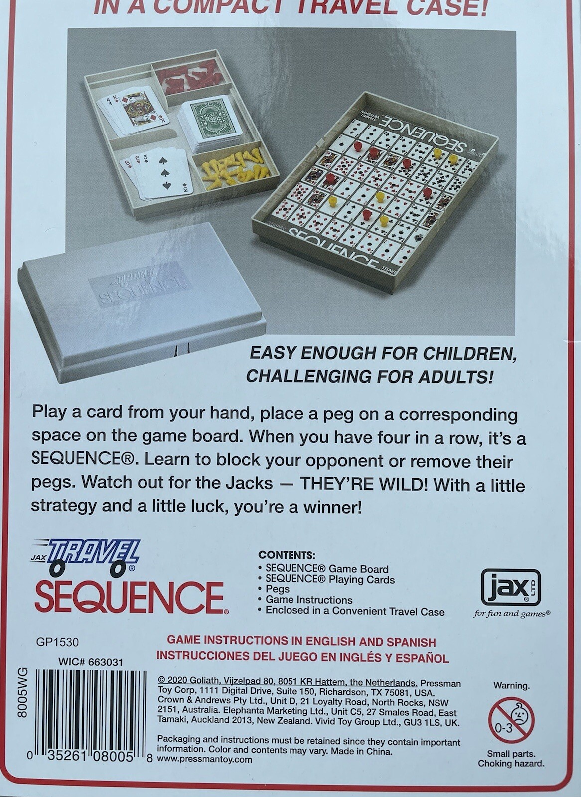 Sequence Strategy Travel Game With Case Kids Fun Travel Game