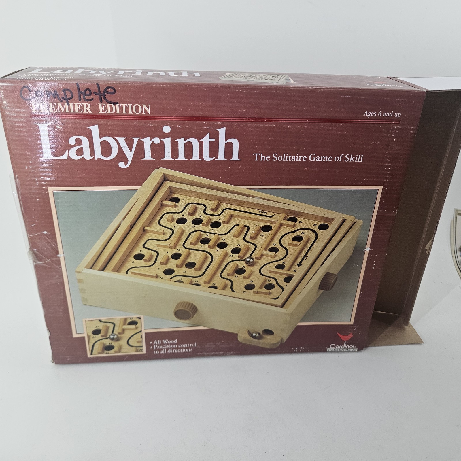 Cardinal Premier Edition Labyrinth Wooden Maze Skill Game Ages 6+ Solitaire New