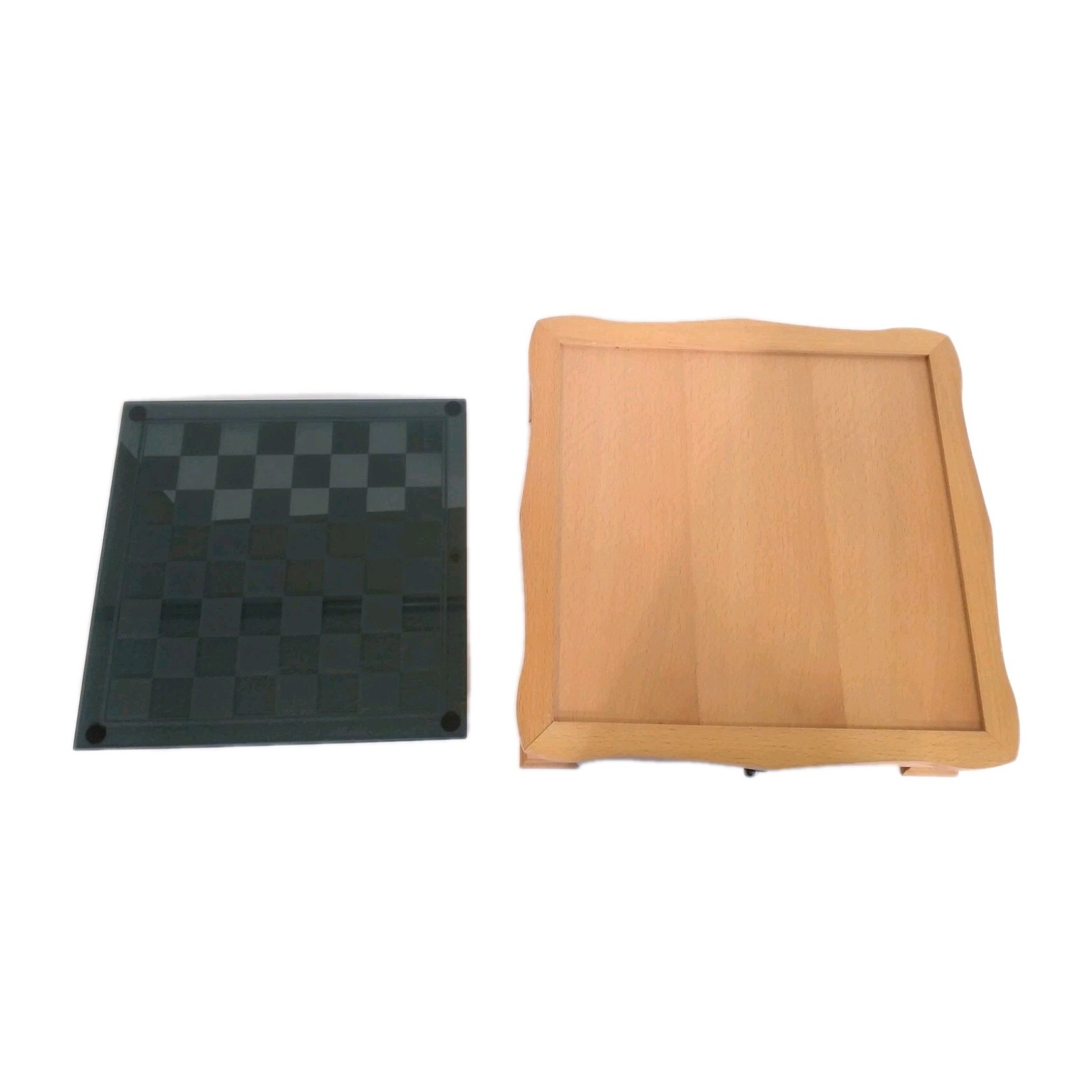 6 Game Combination Set Black Glass Board With Nice Solid Wood Holding Box 14×14