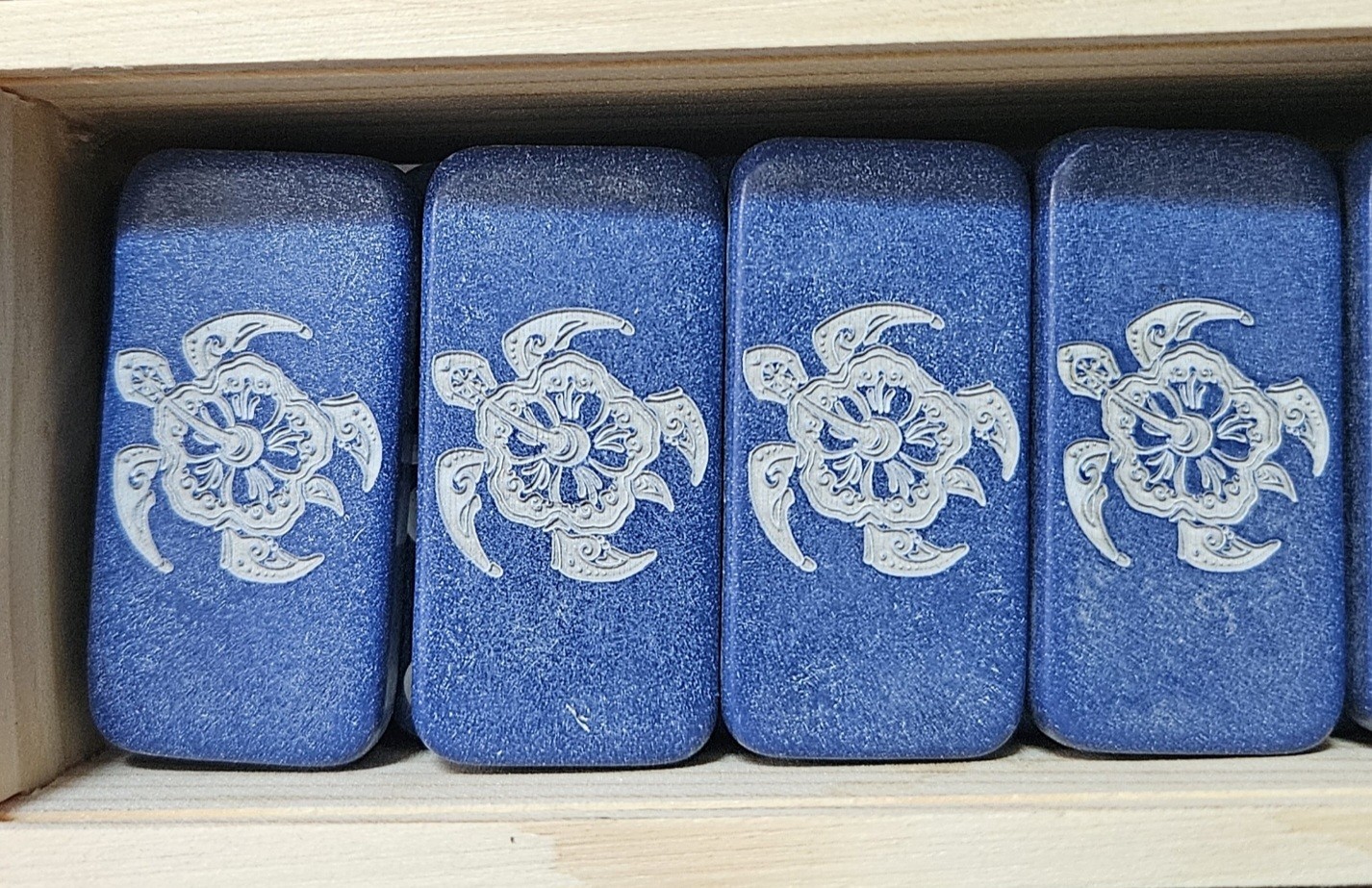 Double 6 Domino Set of HAWAIIAN SEA TURTLE Dominoes BLUE or IVORY