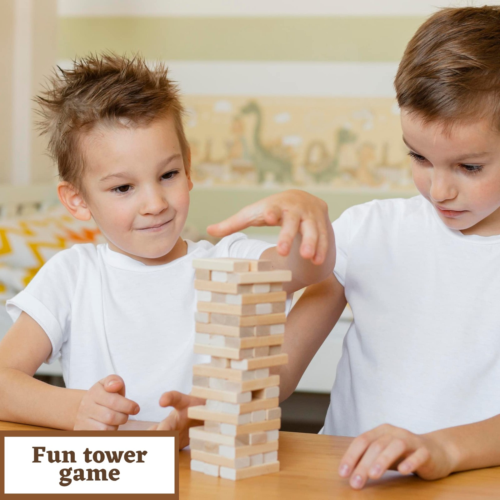 KS Tumbling Tower Game 72 Pieces Challenging Building Blocks Wood Stacking Ba…