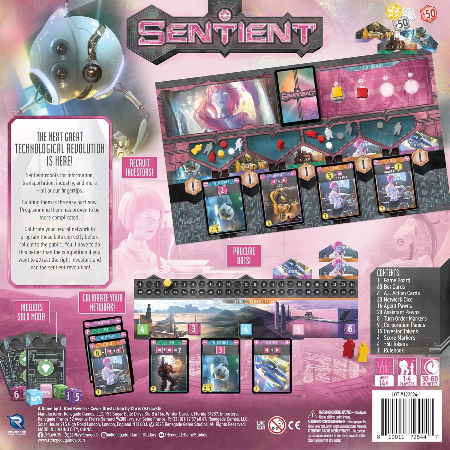 Renegade Games: Sentient – Revised Edition Tech Revolution Board Game, New Solo
