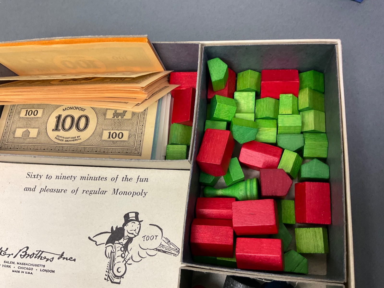 1935 Original Parker Brothers Monopoly Game 1st Edition? w/ wood pieces Complete