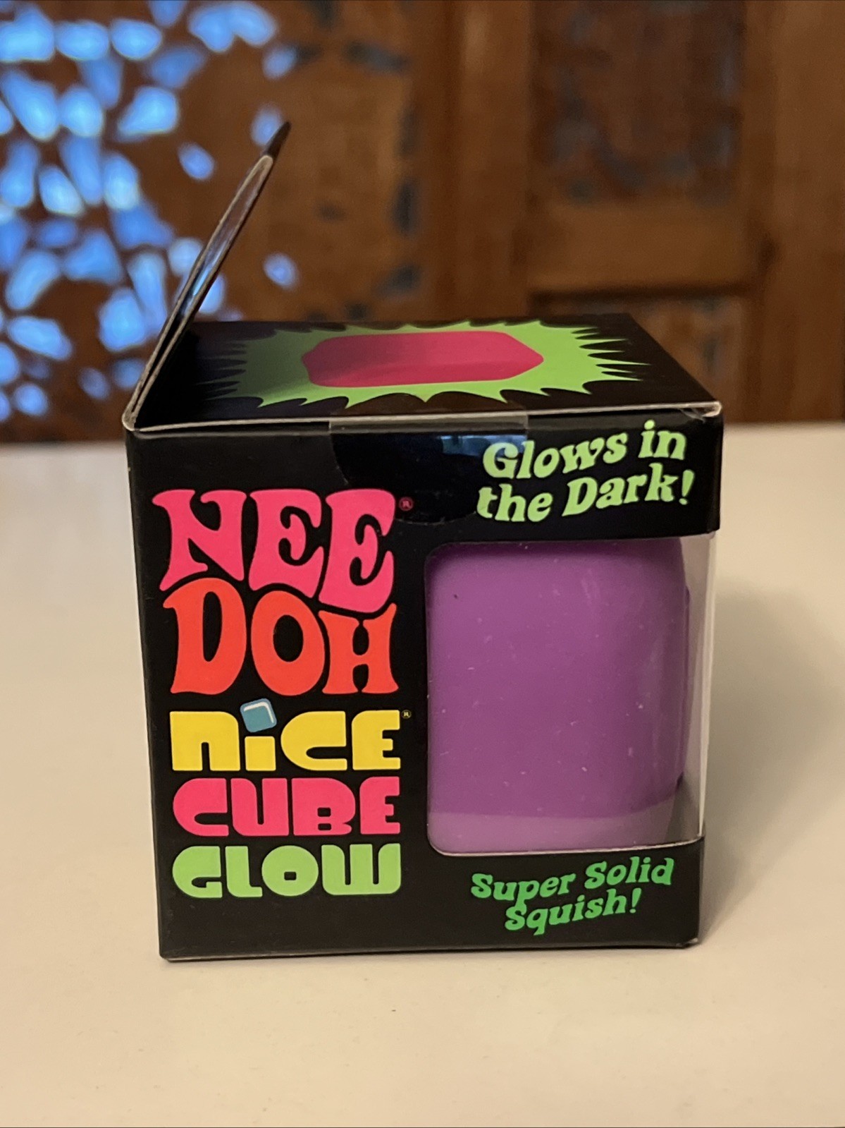 Nee Doh Schylling Needoh Nice Cube GLOW Authentic Toy PURPLE New in Sealed Box