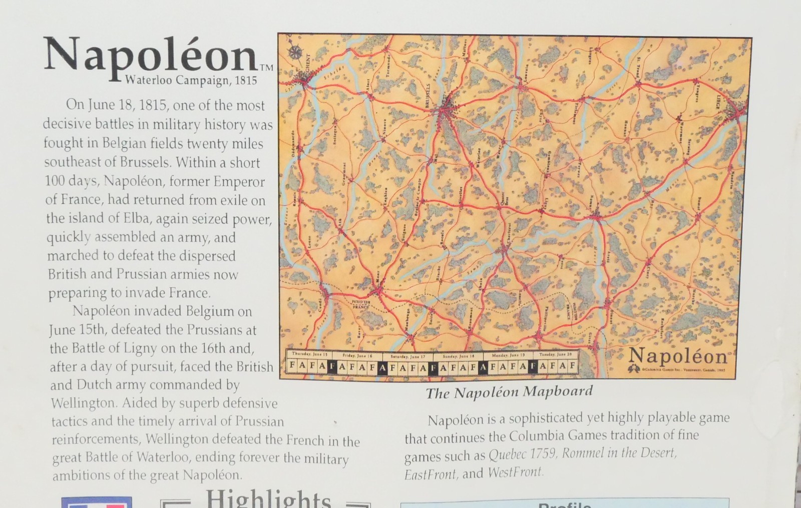 Columbia Games, Napoleon: The Waterloo Campaign 1815, 3rd Edition, Game Sealed