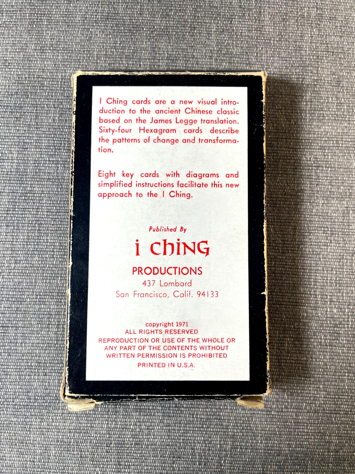 I Ching Cards Complete Boxed Set 1971 Vintage I Ching Productions Made in USA