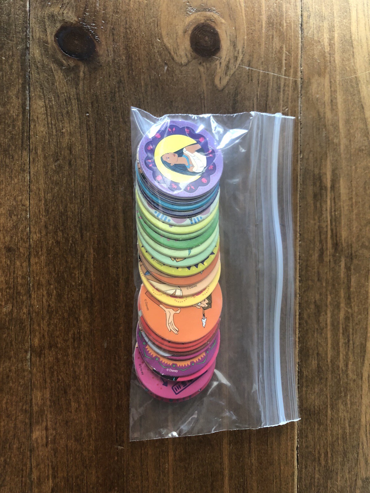 Vintage Disney 1990s Pogs Pocahontas Set of 24 Old Pogs Princess Memorabilia
