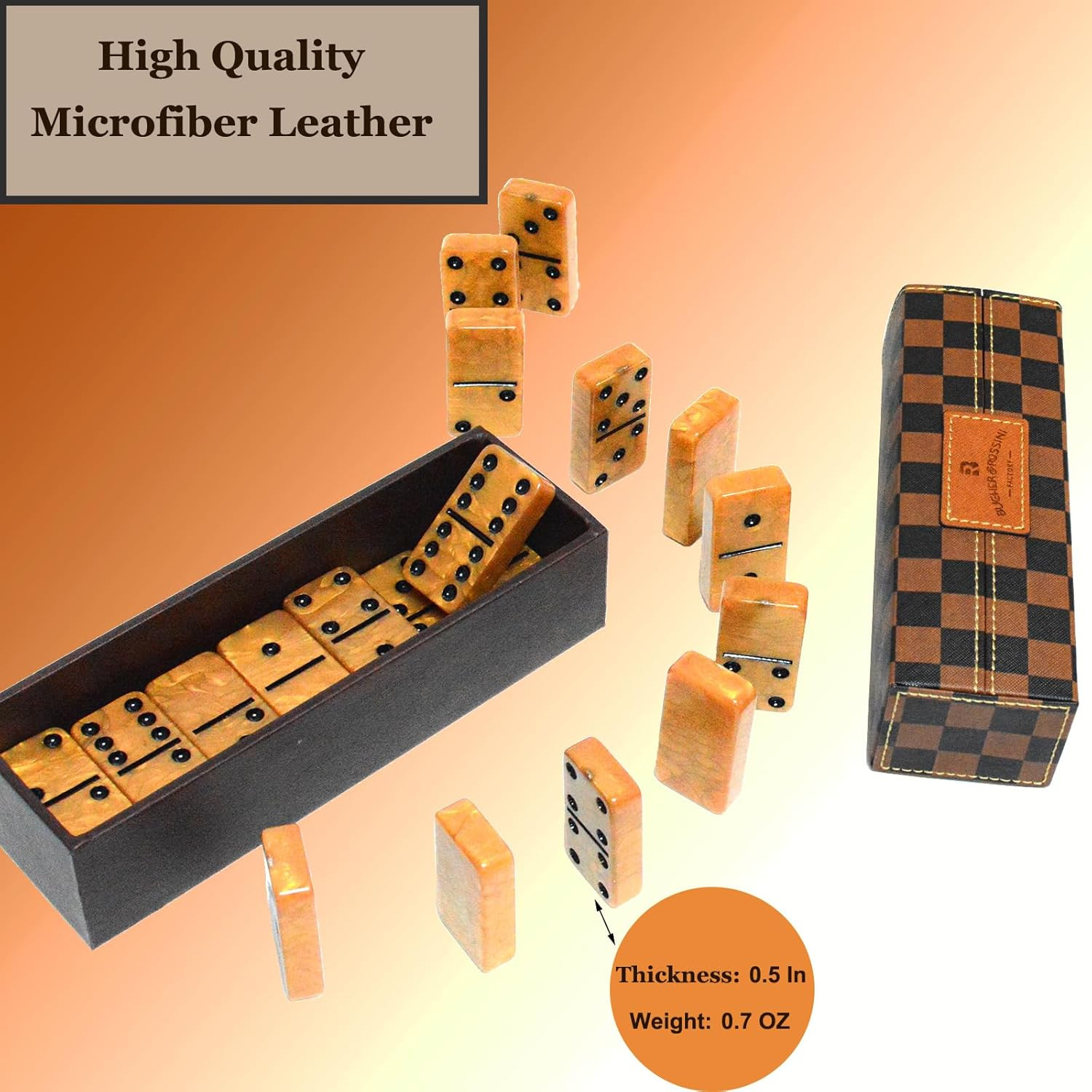 Dominos Set for Adults, Thick Domino, Double 6 Dominoes Set for Adults and Kids,
