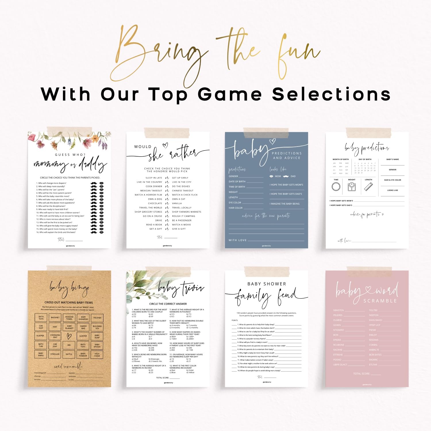 50 Baby Shower Word Search Game Cards, Fun Baby Shower Games for Boy or Girl,…