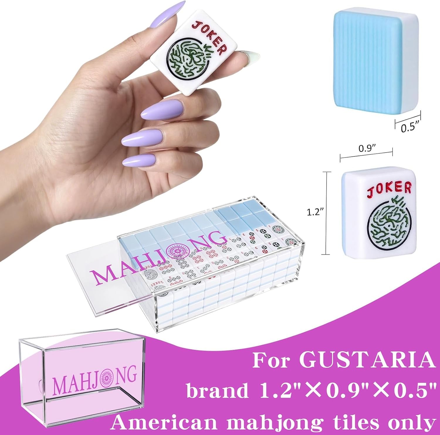 1pcs Empty Acrylic Mahjong Case Only for 1.2″×0.9″×0.5″ Mahjong Tiles-Transpa…