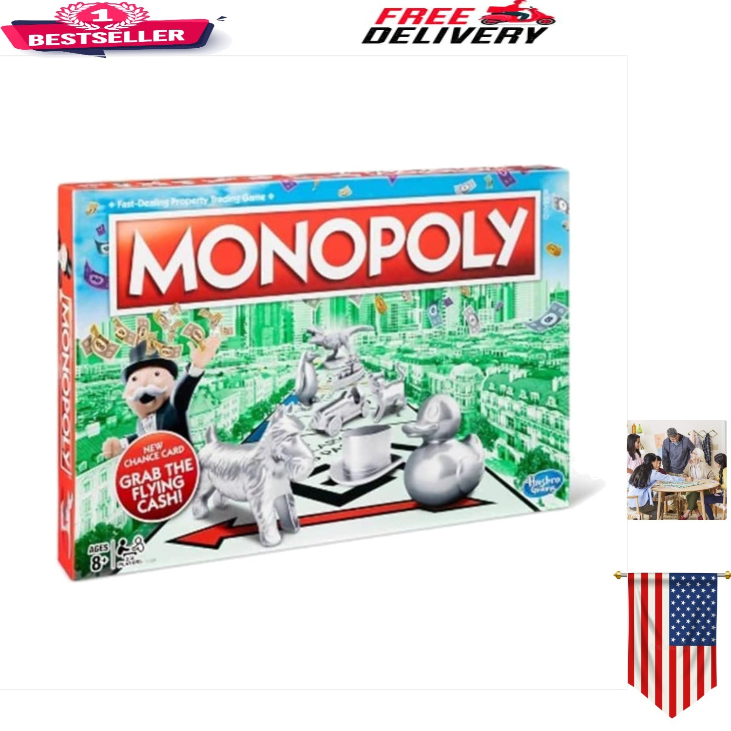Classic Monopoly Game – Family Fun for Ages 8 and Up, No Batteries Required
