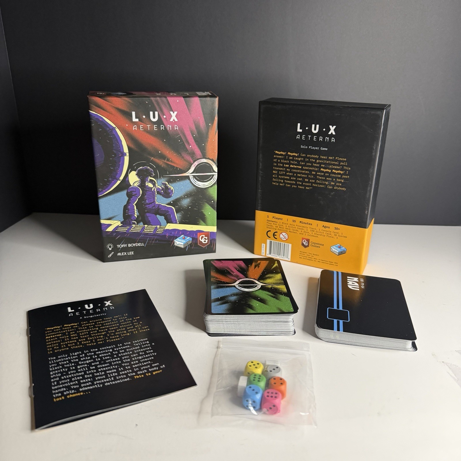 LUX Aeterna Solo Board Game Capstone Games Complete Tony Boydell 2021