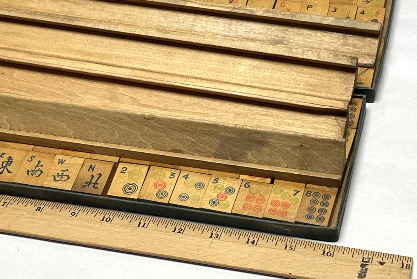 Antique 1920s Chinese Mahjong Set Wood Tiles Sticks & Original Box AsIs 144 Tile