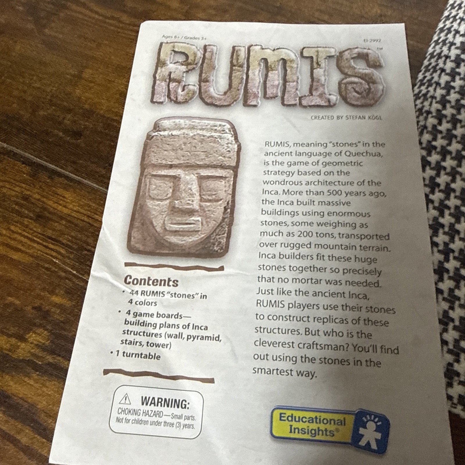 Rumis COMPLETE Educational Insights 2004 Kids Strategy Stones Pyramids Inca
