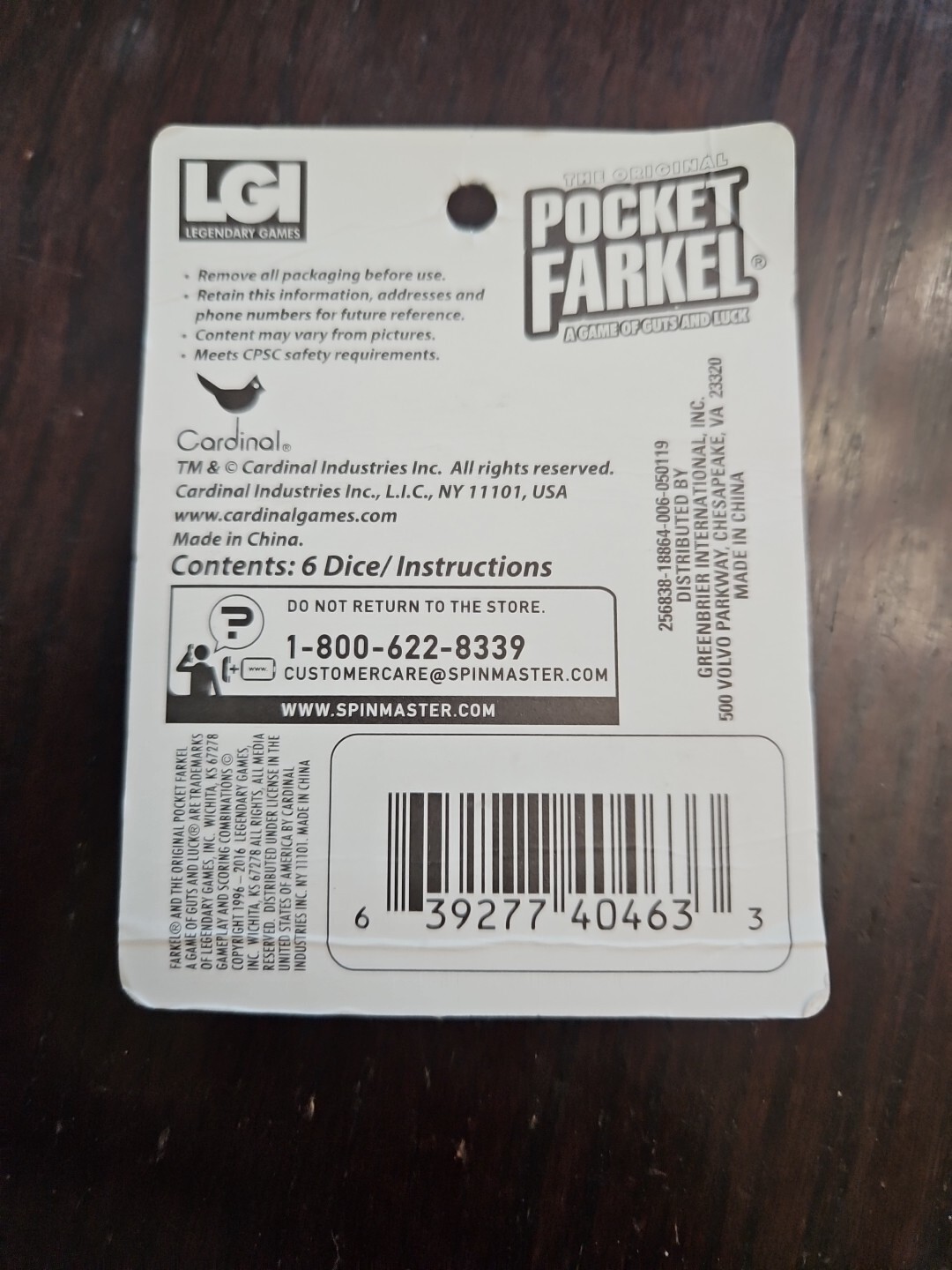 Pocket Farkle Dice Game of Guts And Luck New Sealed Fast Shipping Dice Game 🎲