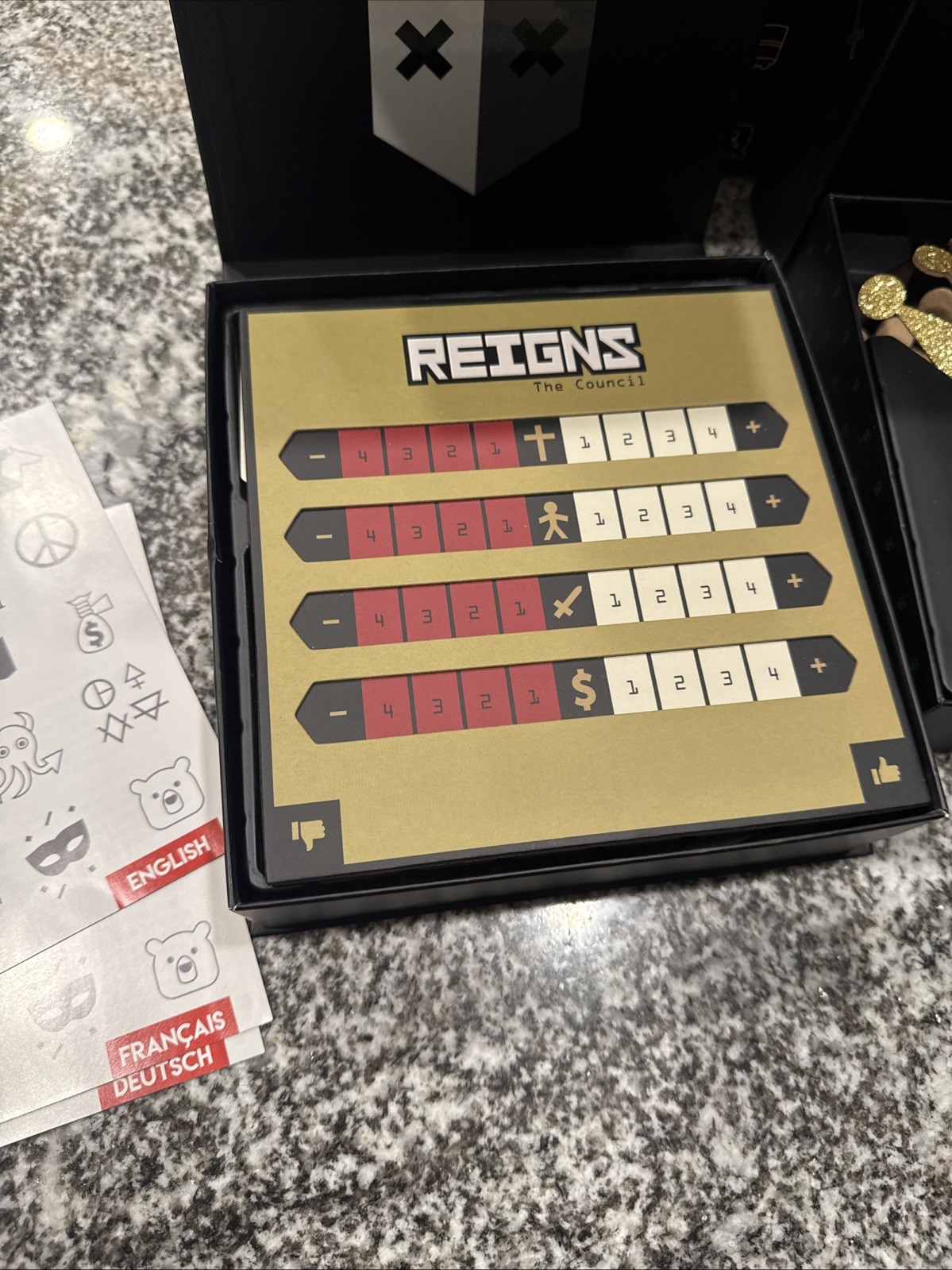 Reigns: The Council Kickstarter Board Game 100% Complete Very Good Condition