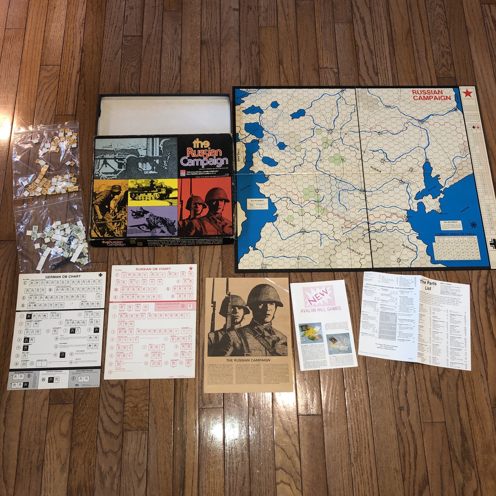Avalon Hill The Russian Campaign Board Game 1976 Third Edition Wargame 716