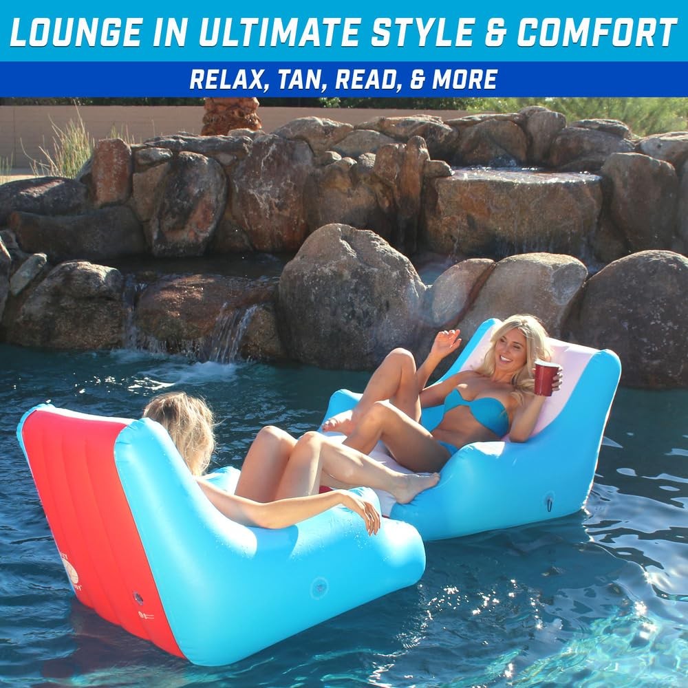 Floating Pool Lounge Chair Cup Holders Adults Lazy Buoy GoFloats Comfortable