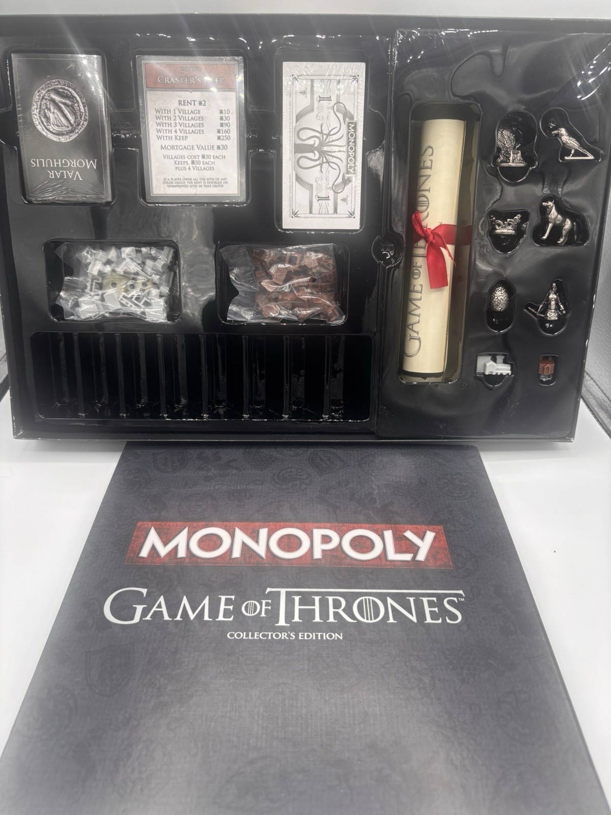 Monopoly Game of Thrones Collector’s Edition – Board Game Box Open Contents New