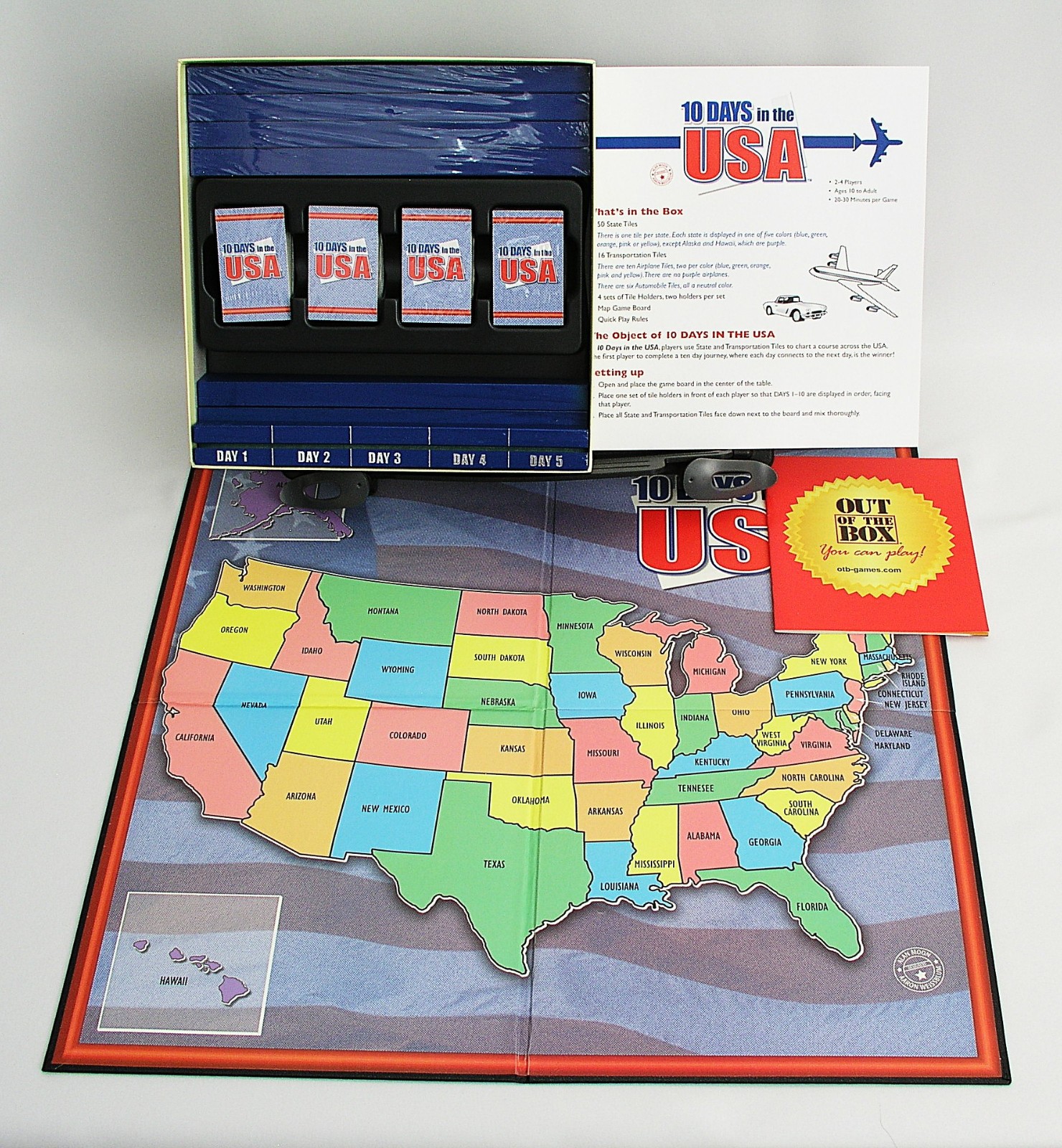 10 DAYS IN THE USA BOARD GAME OUT OF THE BOX 2-4 PLAYERS AGES 10 TO ADULT