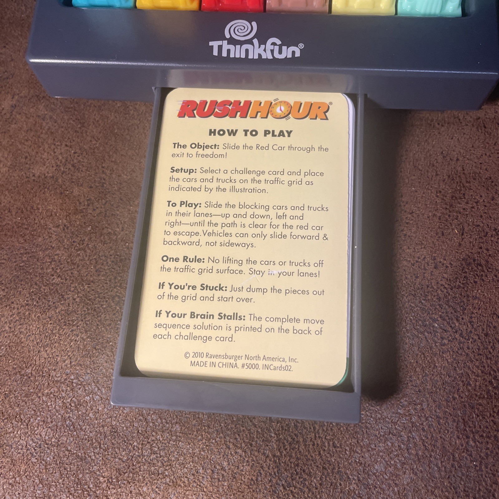 Rush Hour by ThinkFun, Traffic Jam Logic Game, Complete Set, Box + Travel Pouch