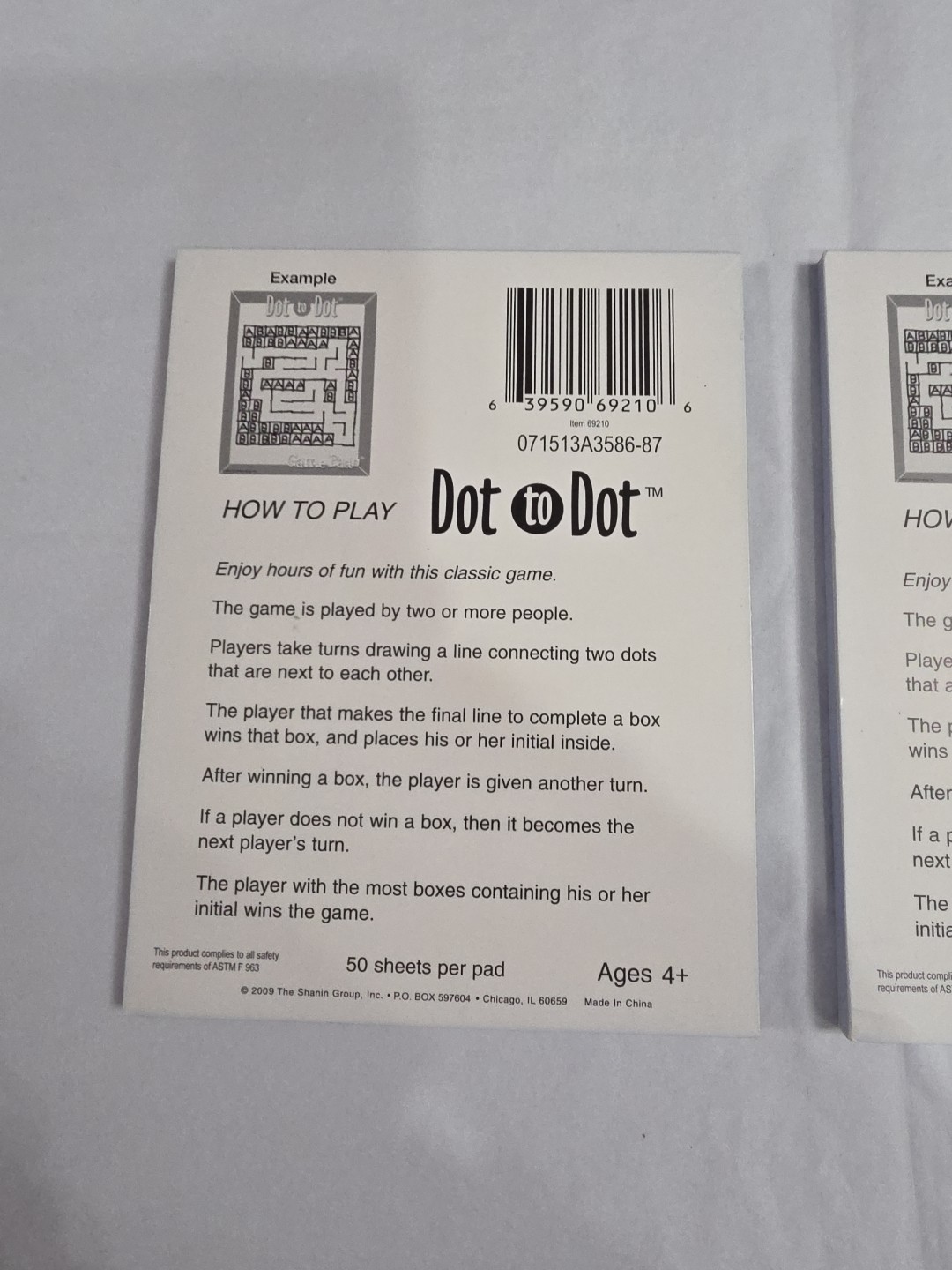 2 Dots to Dots Game Pad Paper Booklet 50+ Pages Great Portable Travel Game