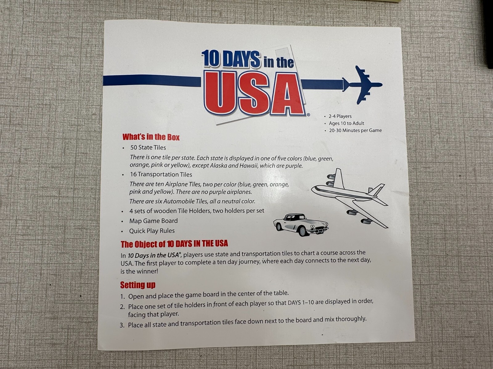 10 Days in the USA – Out of the Box – Excellent Condition 100% Complete 2007