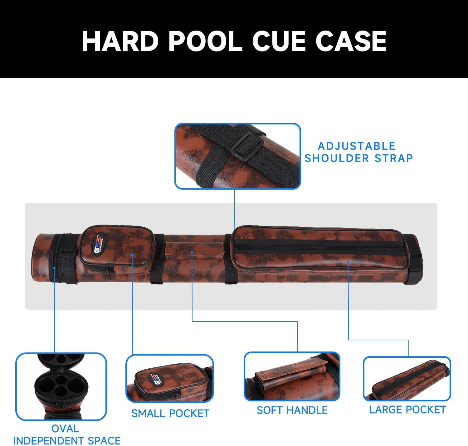 2X2 Deluxe Hard Billiard Pool Cue Stick Carrying Case, Billiard Cue Case, Billia