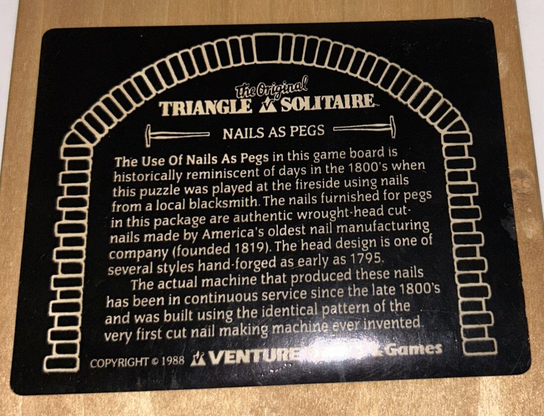 NEW Vintage 1988 The Original Triangle Solitaire Wood Game – Venture’s Fireside