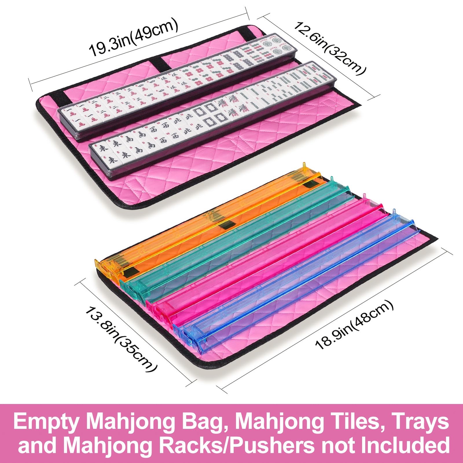 Empty Mahjong Bag, Pink Printed American Mahjong Bag with Two Wrappers (Case …