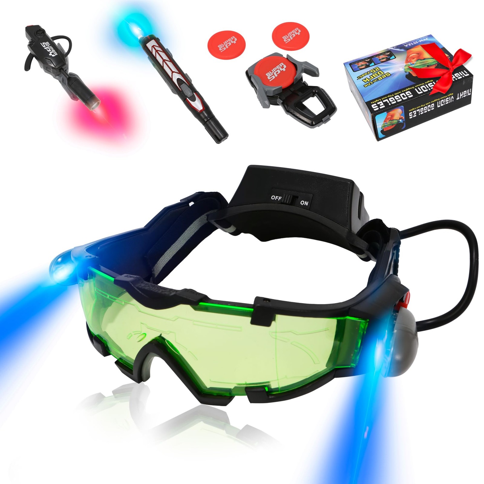 Night Vision Goggles Spy Kit, 4 Pcs Spy Gear Toys Set, Cool Night Mission Gog…