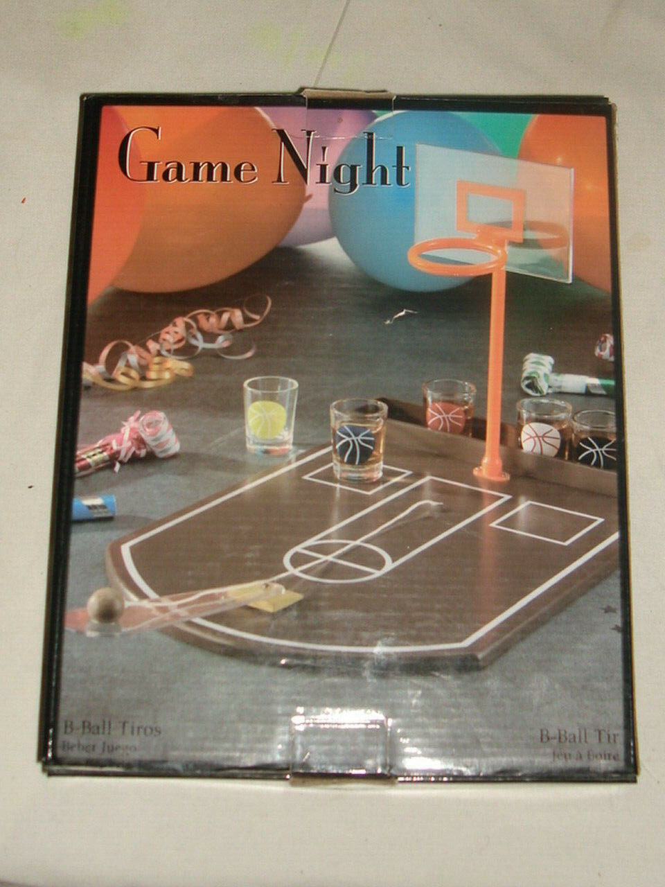 Basketball Drinking Game – 6 Shot Glasses B-Ball Game Night – New in Box