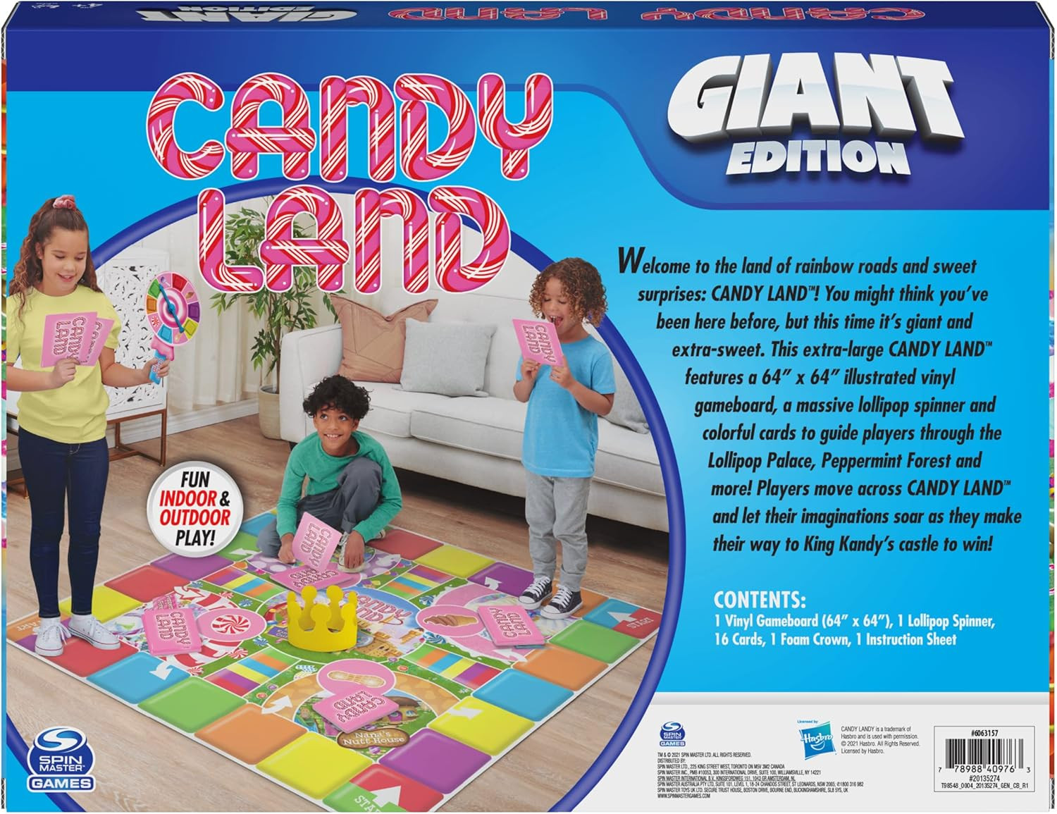 Spin Master Games, Candy Land Giant Edition, Preschool Game for Indoor & Outdoor