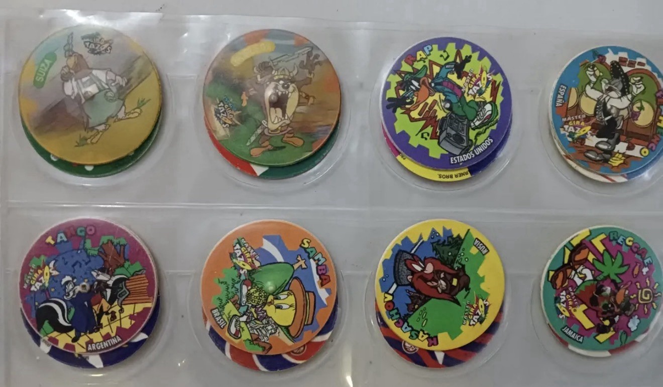 Vintage 1994 Looney Tunes Giratazos Tazos Lot 66 Pogs Sabritas Mexico Bugs Bunny