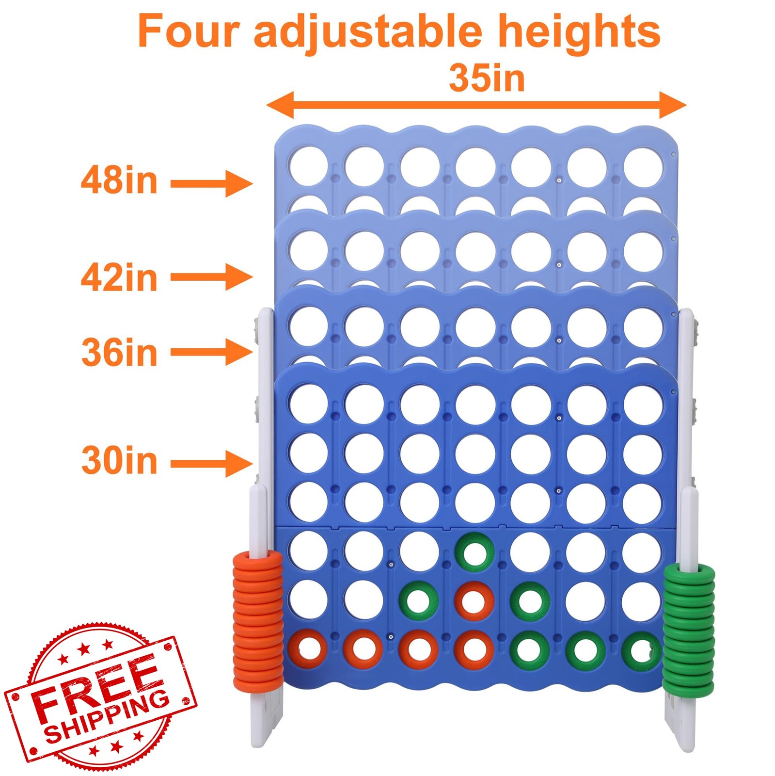 LDDAL Patent Authorized Giant 4 Connect in a Row Game, Height Adjustable Jumb…
