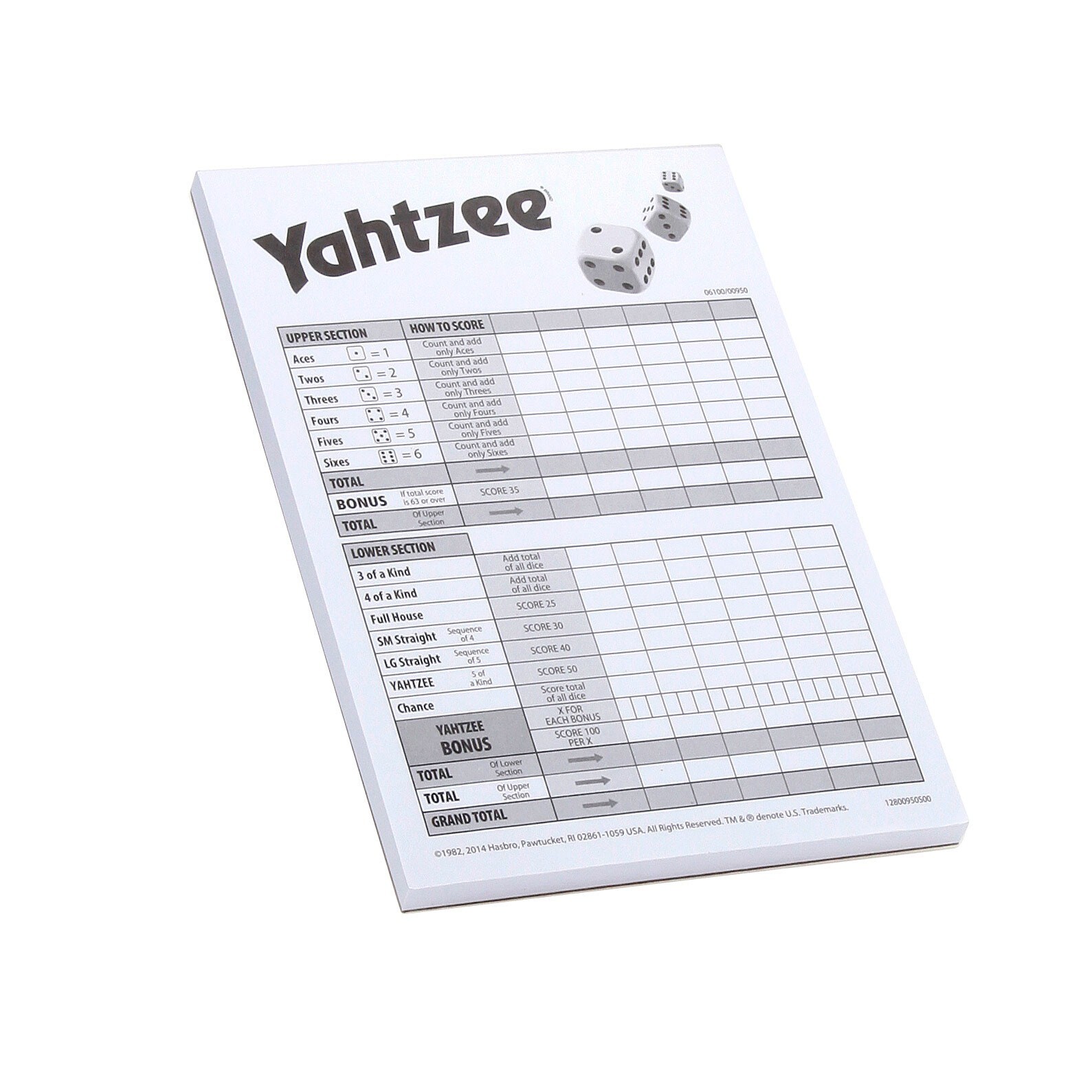 NEW Hasbro Gaming 06100 Yahtzee Game Score Pads 80 Sheets