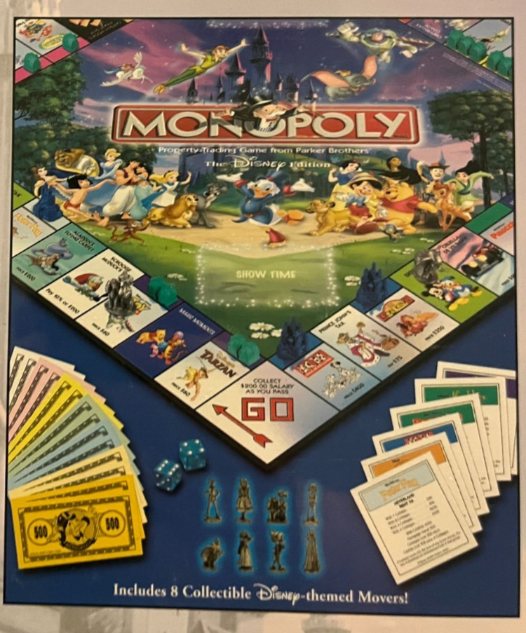 Monopoly The Disney Theme Park Metal Tin Edition 2001 Parker Brothers Complete