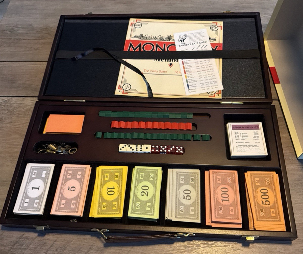 Monopoly Deluxe First Edition 1935 Reproduction 2005 Wooden Case Complete PB
