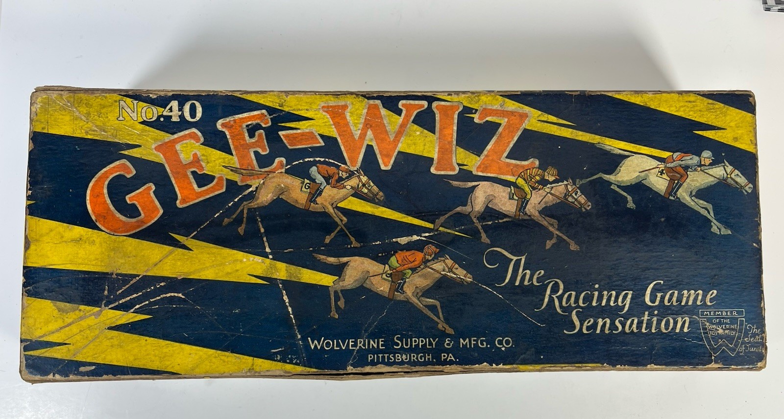 Antique GEE-WIZ No. 40 Wolverine Supply Toy Metal Horse Racing Game