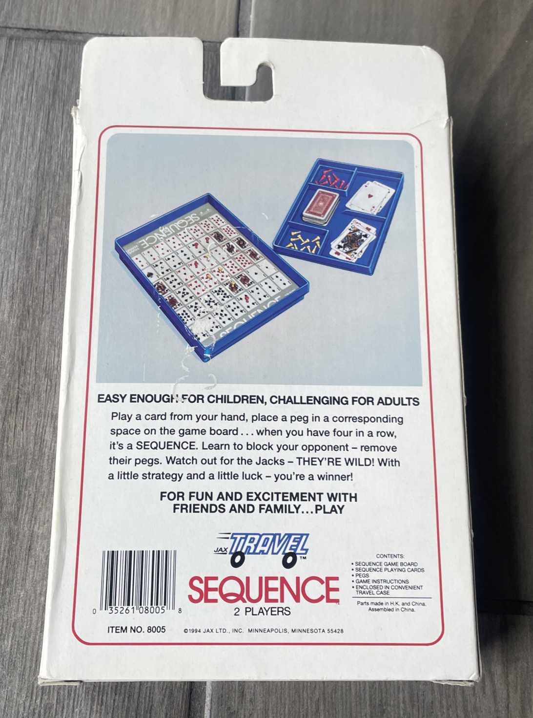 Sequence TRAVEL Board Game A Game of Strategy JAX Ltd 1994 VERY GOOD CLEAN COND