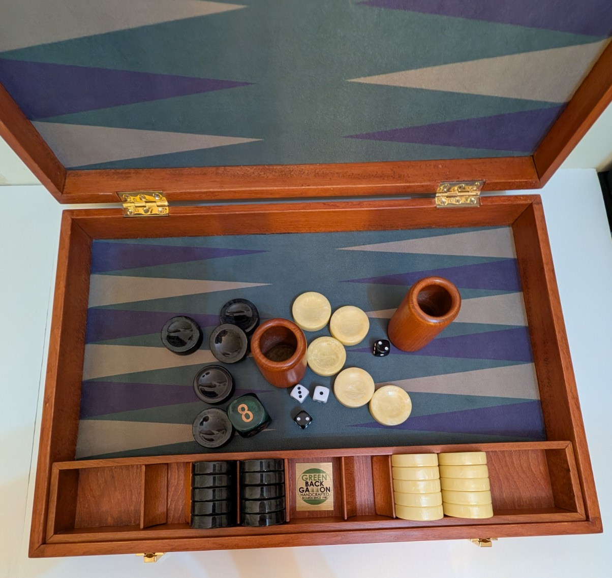 Green Backgammon Turkey Handmade Tournament Size Backgammon Set 14×21