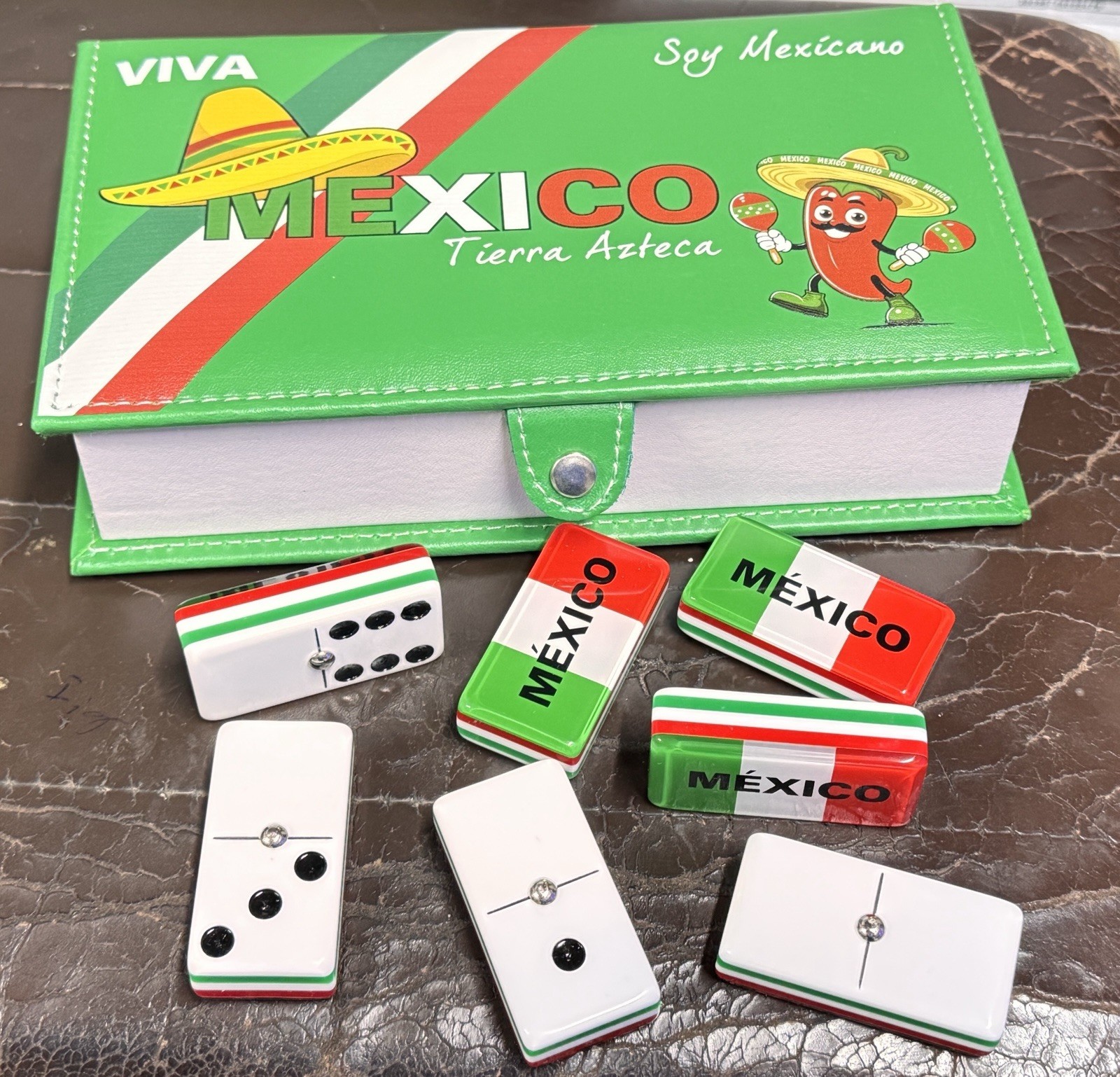 Jumbo Dominoes Set for Adults Doble Six Diseno De Mexico