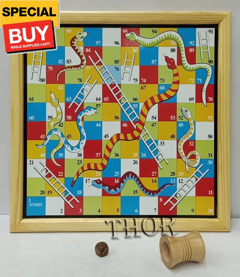 Best Handmade 2 in 1 Wooden Magnetic Ludo & Snake Ladders Board Game Set Rustic