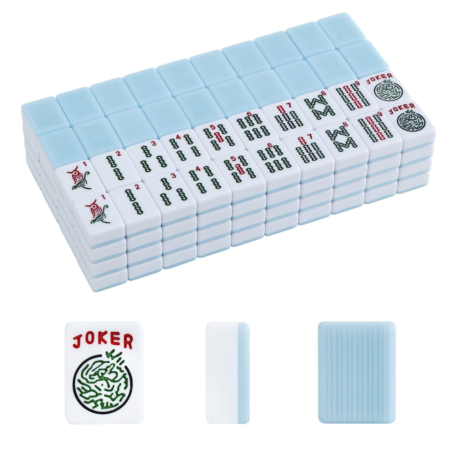 American Mahjong Tiles Set,Mahjong Game Set with 166pcs 1.2’’ Light Blue Tile…