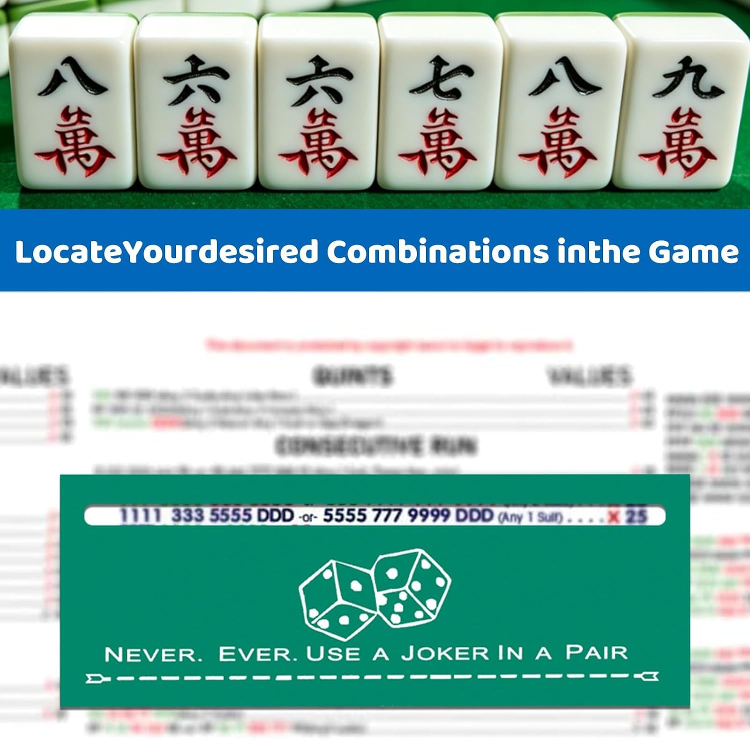 4 Pcs Mahjong Shuffler Cards and 4pcs Card Line Finder, Thickened PVC Mahjong…